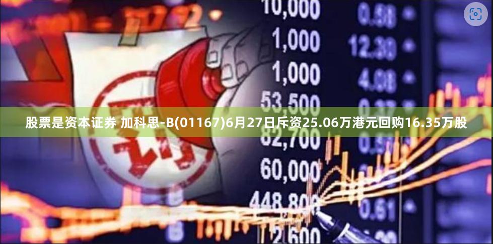 股票是资本证券 加科思-B(01167)6月27日斥资25.06万港元回购16.35万股