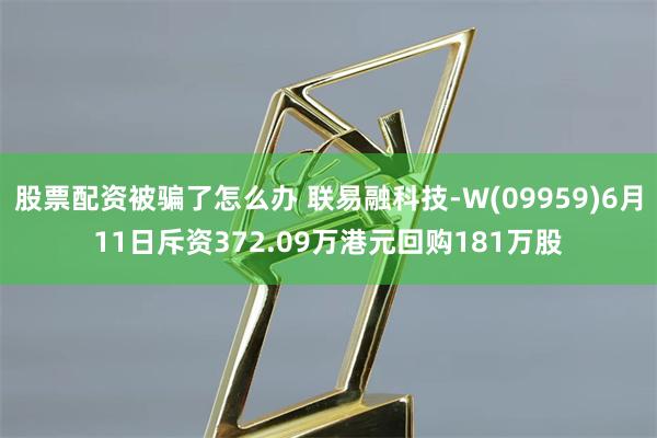 股票配资被骗了怎么办 联易融科技-W(09959)6月11日斥资372.09万港元回购181万股