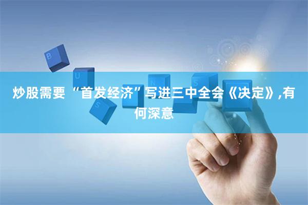 炒股需要 “首发经济”写进三中全会《决定》,有何深意